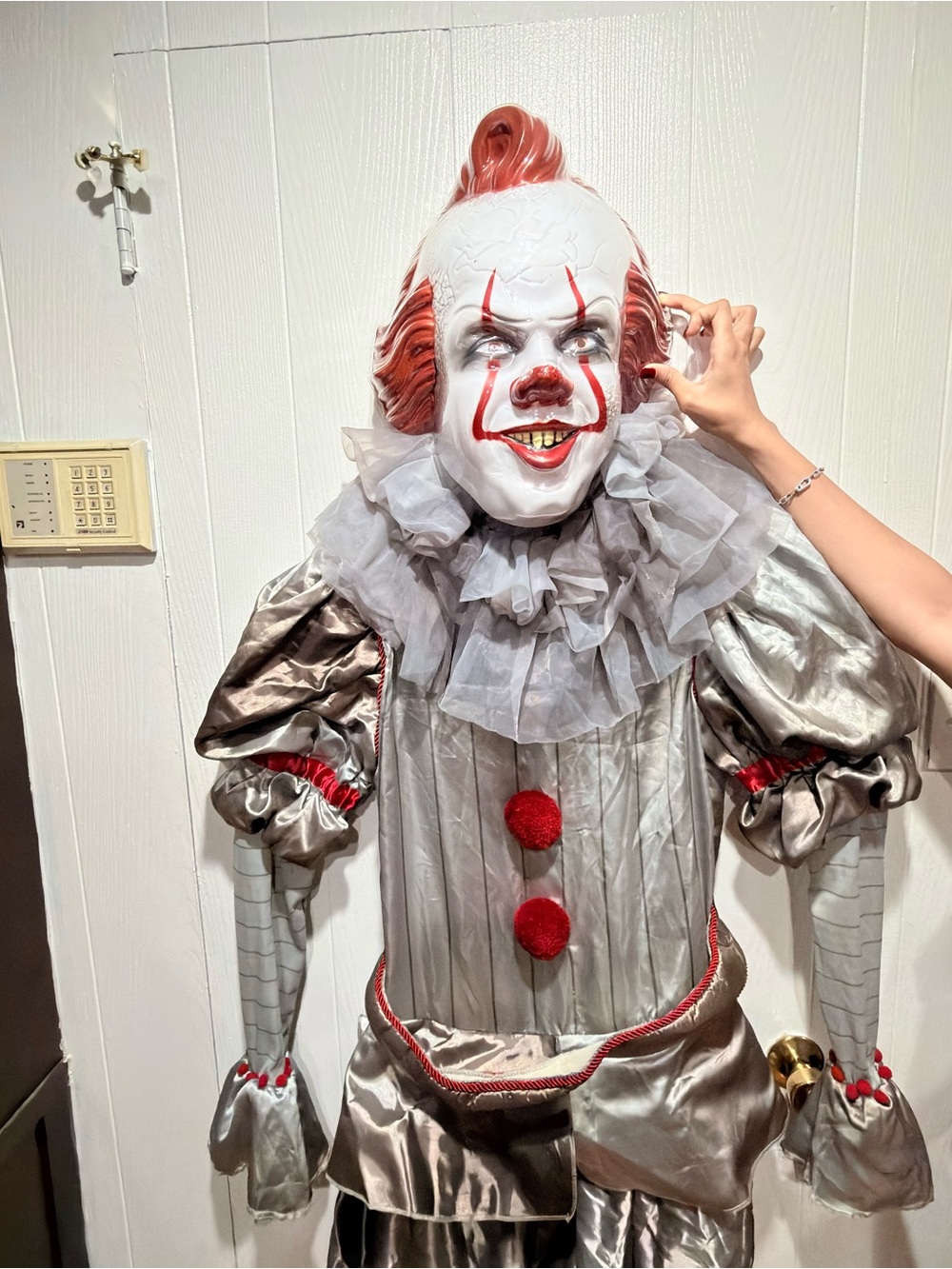 Pennywise Silver & Red Clown Costume for Adult.